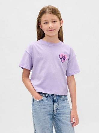 Grafisk T-shirt med överdimensionerad flippy paljett för barn