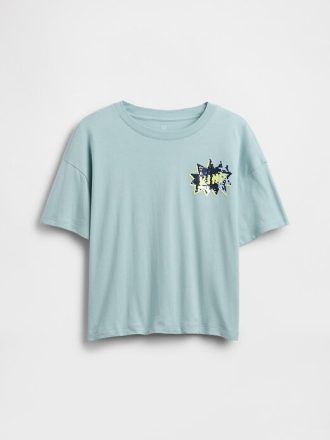 Grafisk T-shirt med överdimensionerad flippy paljett för barn