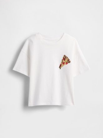 Grafisk T-shirt med överdimensionerad flippy paljett för barn
