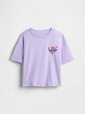 Grafisk T-shirt med överdimensionerad flippy paljett för barn
