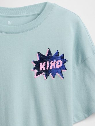 Grafisk T-shirt med överdimensionerad flippy paljett för barn