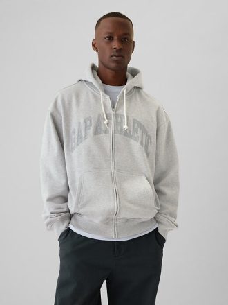 Heavyweight Athletic Logo hoodie med full dragkedja