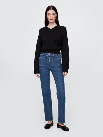 Höga 90-tals slimmade raka jeans