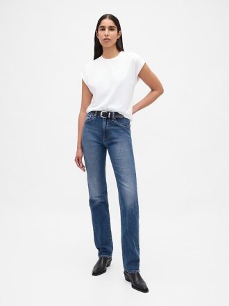 Höga 90-tals slimmade raka jeans