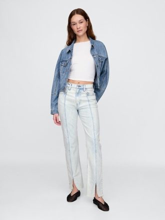 Linne-blandning Cap-Sleeve Crop Top