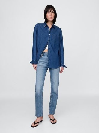 Höga 90-tals slimmade raka jeans