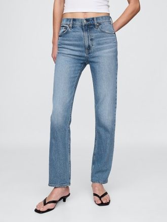 Höga 90-tals slimmade raka jeans