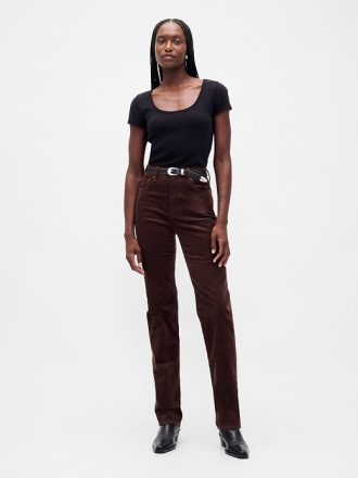 High Rise Corduroy 90-tals slimmade raka jeans