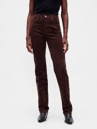 High Rise Corduroy 90-tals slimmade raka jeans