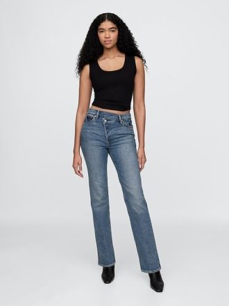 High Rise Crossover 90-tals slimmade raka jeans