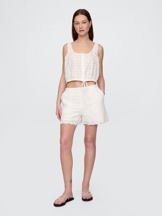 High Rise Eyelet Easy Shorts