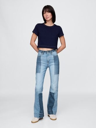 High Rise Patchwork Flare Jeans från 70-talet