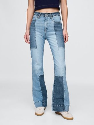 High Rise Patchwork Flare Jeans från 70-talet