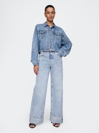 High Rise Stride Cuffed jeans med vida ben