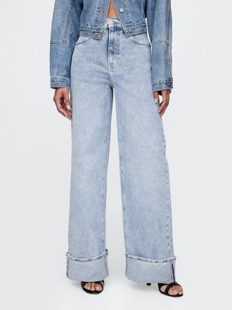 High Rise Stride Cuffed jeans med vida ben