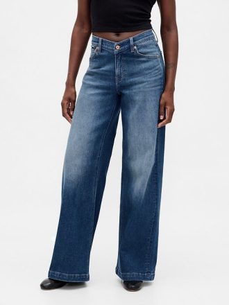 High Rise Stride V-midja jeans med vida ben