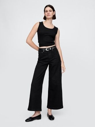High Rise Stride wide-leg ankel jeans