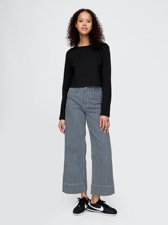 High Rise Stride wide-leg ankel jeans