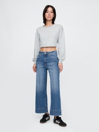 High Rise Stride wide-leg ankel jeans