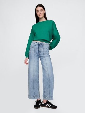 High Rise Stride wide-leg ankel jeans