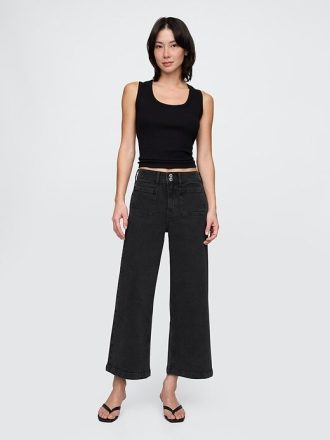 High Rise Stride wide-leg ankel jeans