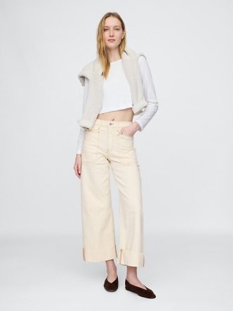 High Rise Stride wide-leg ankel jeans