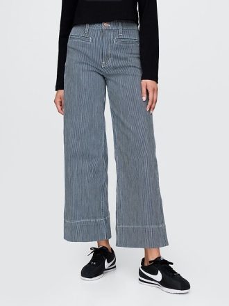 High Rise Stride wide-leg ankel jeans