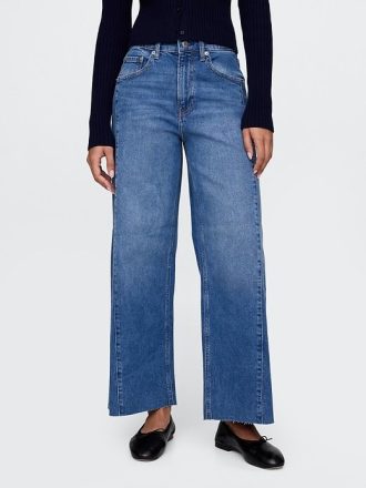 High Rise Stride wide-leg ankel jeans