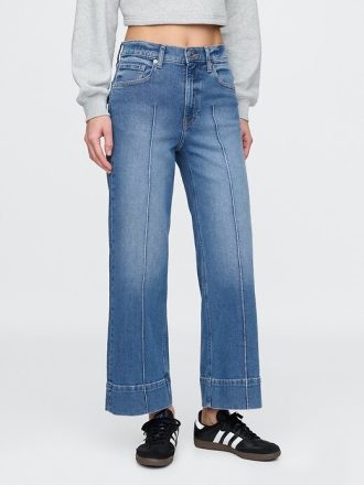 High Rise Stride wide-leg ankel jeans
