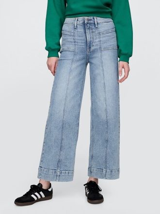 High Rise Stride wide-leg ankel jeans