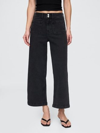 High Rise Stride wide-leg ankel jeans