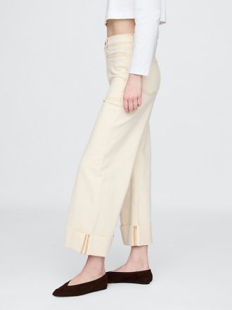 High Rise Stride wide-leg ankel jeans