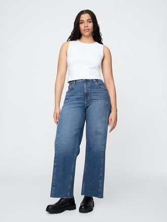 High Rise Stride wide-leg ankel jeans
