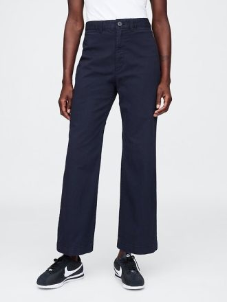 High Rise Stride Wide Leg Ankel Khakis