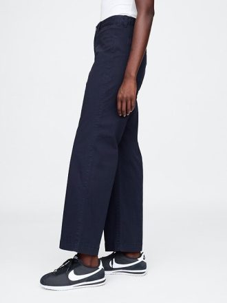 High Rise Stride Wide Leg Ankel Khakis