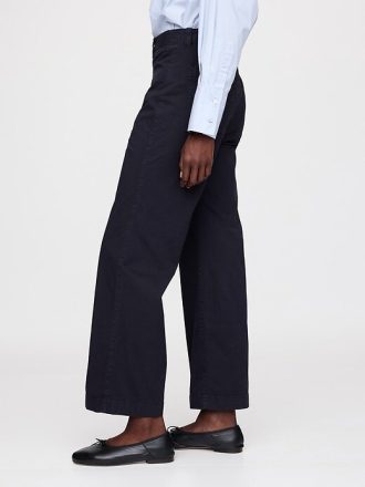 High Rise Stride Wide Leg Ankel Khakis