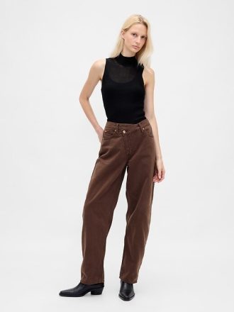 High Rise UltraSoft Crossover Barrel Jeans