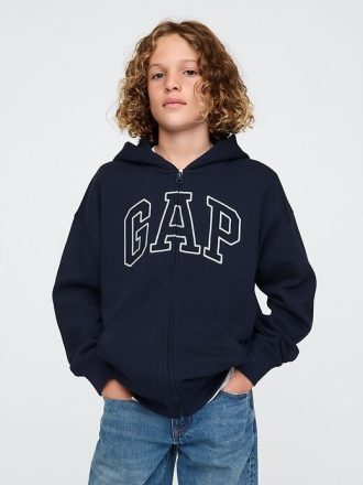Hoodie med dragkedja för barn i vintage mjuk logotyp
