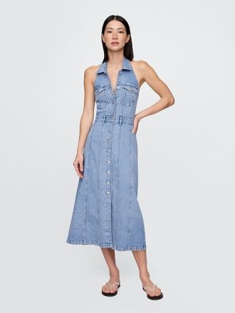 Icon Denim Halter Midiklänning