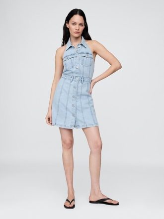 Ikon Denim Halter Miniklänning