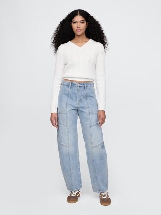 Jeans med sömmar i hög höjd