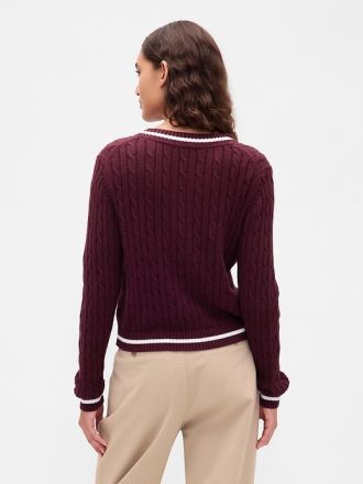 Kabelstickad cardigan i 100 % bomull
