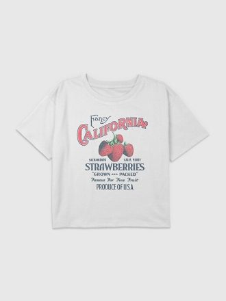 Kids California Strawberry Grafisk Boxy Crop Tee