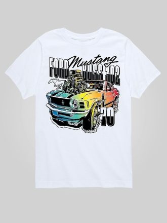 Kids Ford 1970 Ford Mustang Rainbow kortärmad grafisk t-shirt