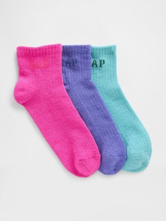 Kids Gap Logo Quarter Crew strumpor (3-pack)