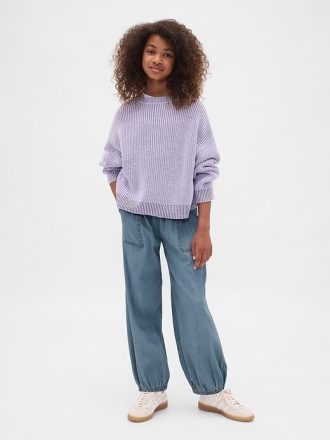 Kids High Rise Denim Baggy Joggers