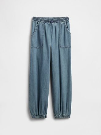 Kids High Rise Denim Baggy Joggers
