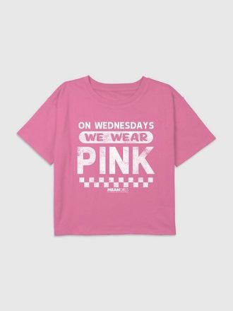Kids Mean Girls På onsdagar bär vi rosa grafisk Boxy Crop Tee