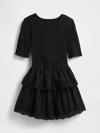 Kids Mixed Media Eyelet Dress