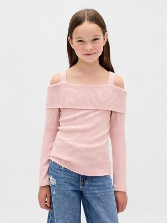 Kids Softspun Rib Off-Soulder Sweater Top